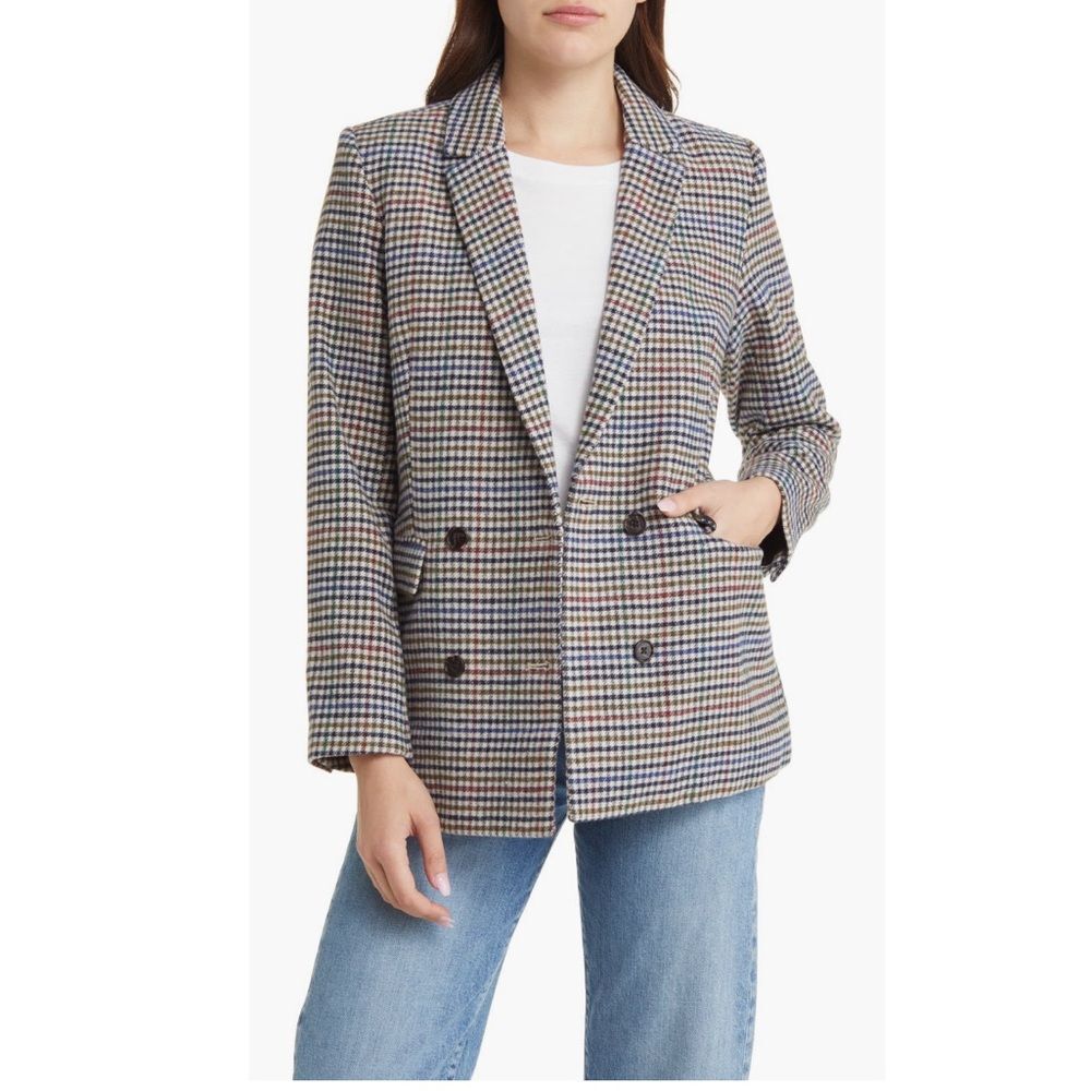 Rails Jac Double Breasted Blazer, Houndstooth Cardinal Pine, NWT, Size M - Picture 4 of 12